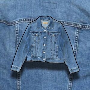 Levi’s XL Blue Denim Jean Jacket 730S775B10001 Fitted Cropped Stretch